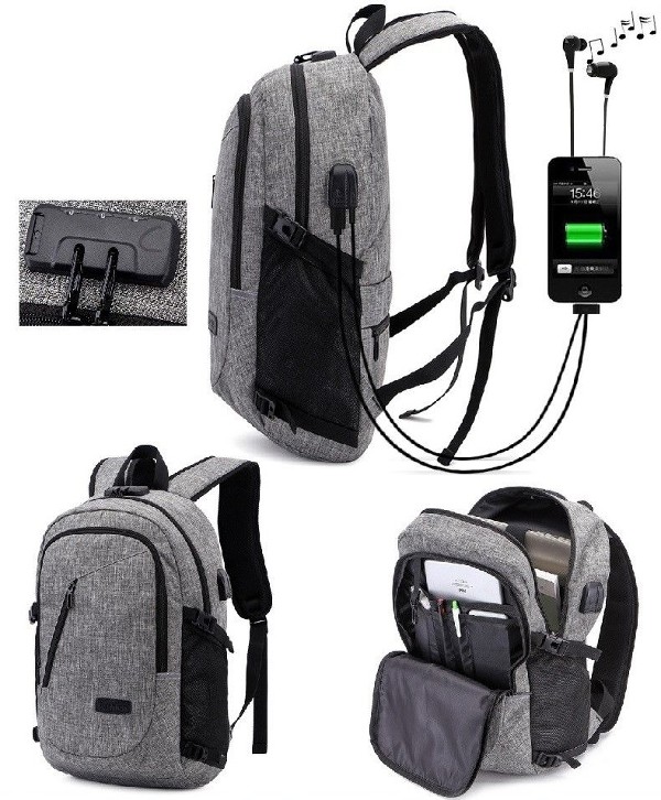 Grey Anti-Theft Locking Backpack